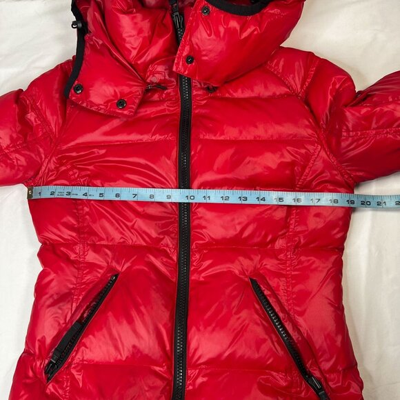 S13 NYC Quilted Down Puffer Coat Removable Hood Red Winter Ski Jacket Medium - Picture 8 of 16